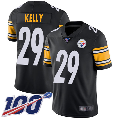 Men Pittsburgh Steelers Football 29 Limited Black Kam Kelly Home 100th Season Vapor Untouchable Nike NFL Jersey